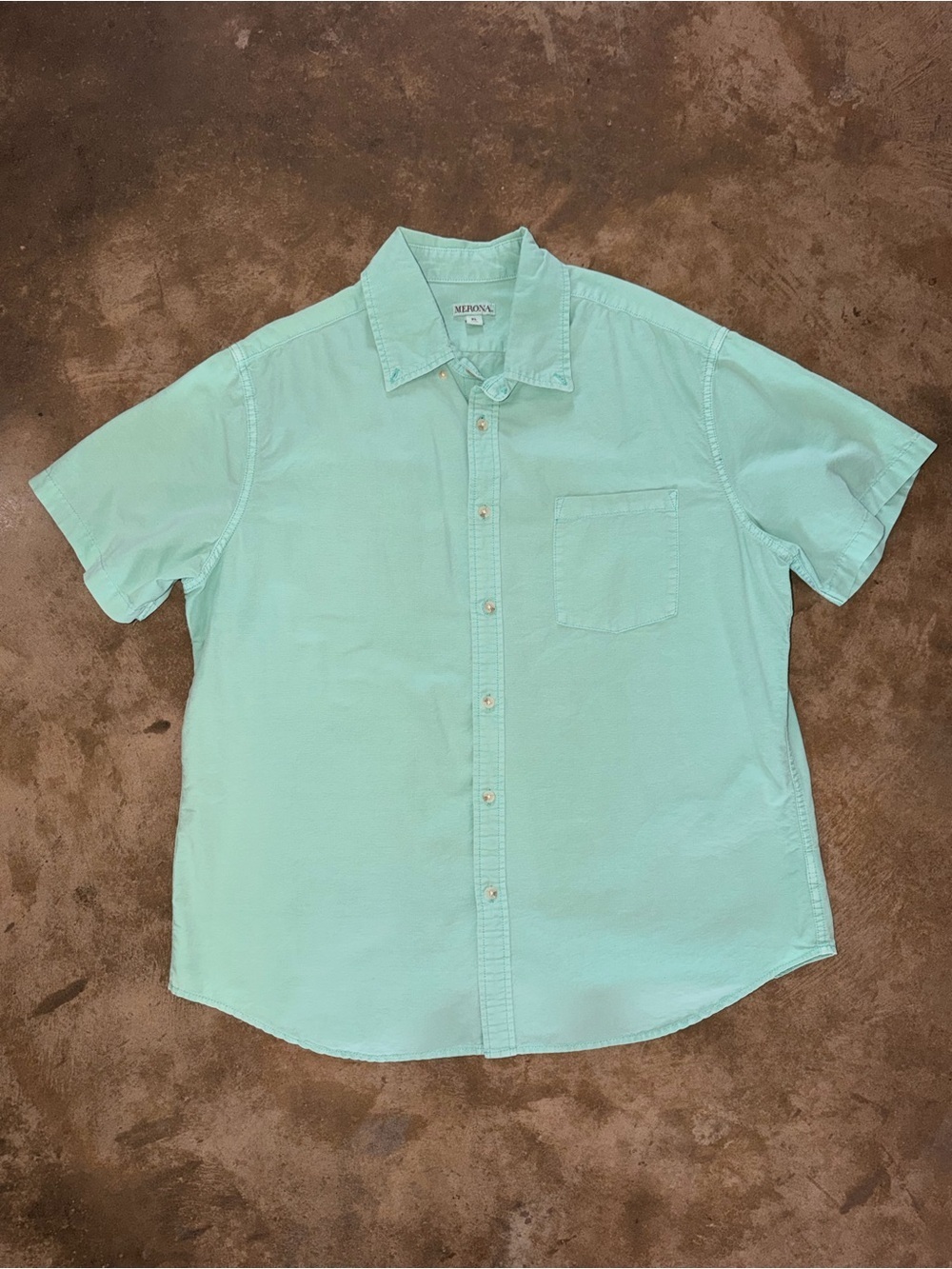 Merona Mint Green Short Sleeve Button Down Shirt Men XL NWOT